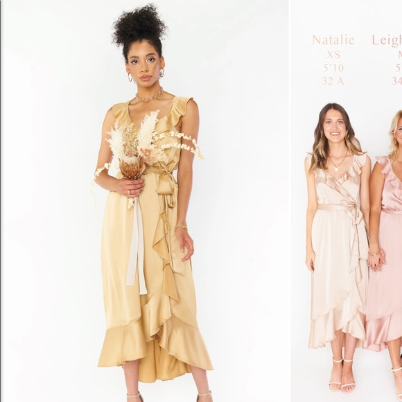 Show Me Your Mumu Samantha Ruffle Wrap Dress in Gold - Picture 5 of 6